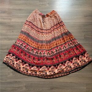 Vintage 70s Indian Lurex Bohemian Multicolor Maxi Skirt